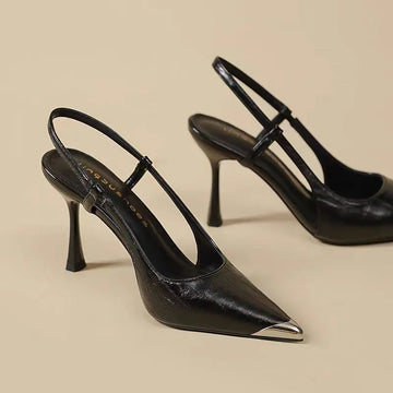 Xajzpa New Fashion Women's High Heels Sandals Pointed Toe Shoes Sexy Slingback Woman Slippers Summer Trend Designer Dress Pumps Sandals
